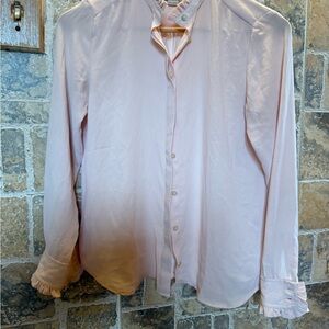 LOFT Pale Pink Button-Down Long Sleeve Blouse